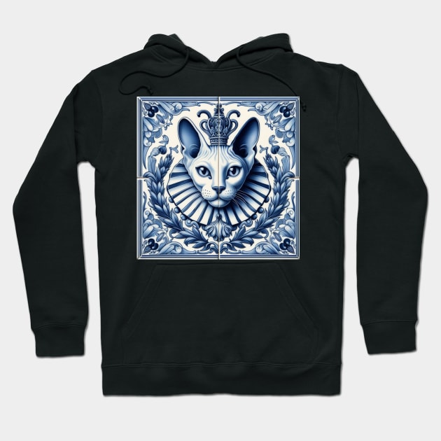 Delft Tile With Sphinx Cat No.4 Hoodie by artnook